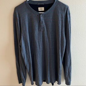 Marine Layer Double Knit Henley blue with maroon stripes size x large